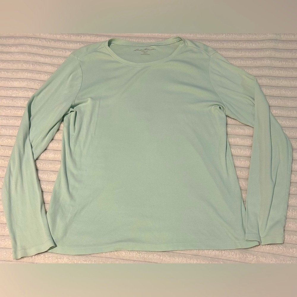 Eddie Bauer Women's Mint Green Long Sleeve Crewneck Tee Size XL
